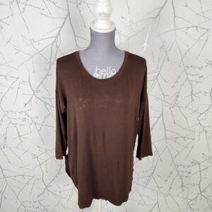Babaton Brown Stretch Jersey Round Neck Norris Tee